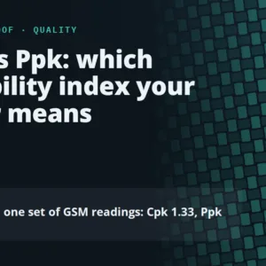 Cpk vs Ppk: which capability index your buyer means. Worked example: one fabric, one set of GSM readings, Cpk 1.33 and Ppk 1.00.
