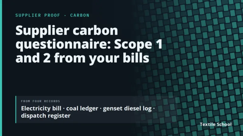 Supplier carbon questionnaire: Scope 1 and 2 from your bills, using the electricity bill, coal ledger, genset diesel log and dispatch register.